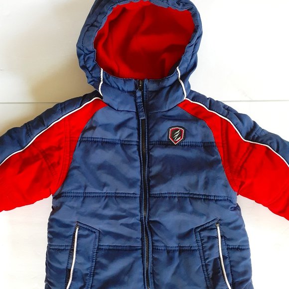Protection System Boys Jacket Winter Hood Red Blue 24 Months Polyester - Picture 1 of 14